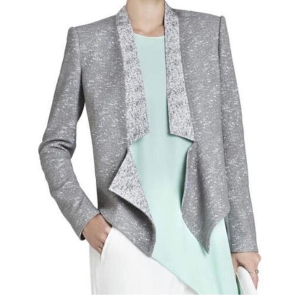 BCBG “Candice” Cropped Dove Grey Blazer Size XS